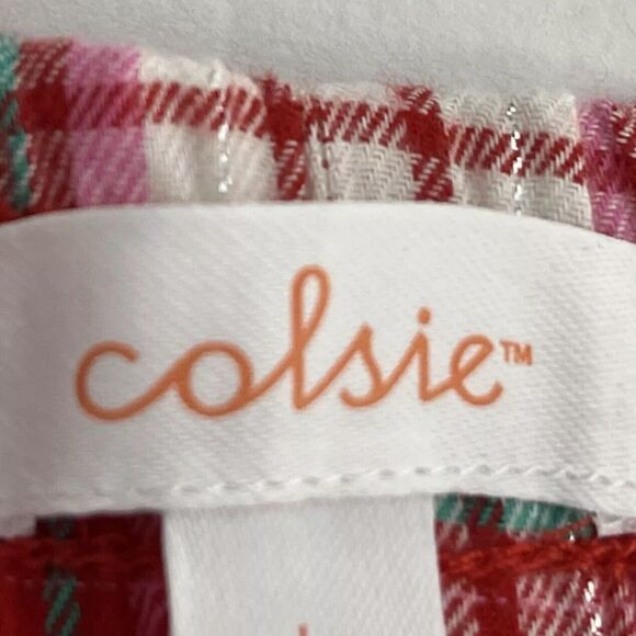 Colsie Women Holiday Red Plaid Woven Wide Leg Drawstring Pajama Comfy Pants NEW! - Picture 6 of 8